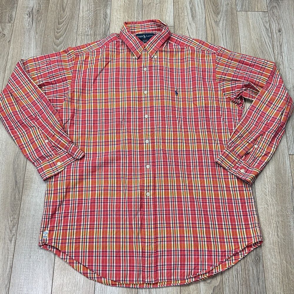 Ralph lauren blake shirt mens large red plaid check long sleeve